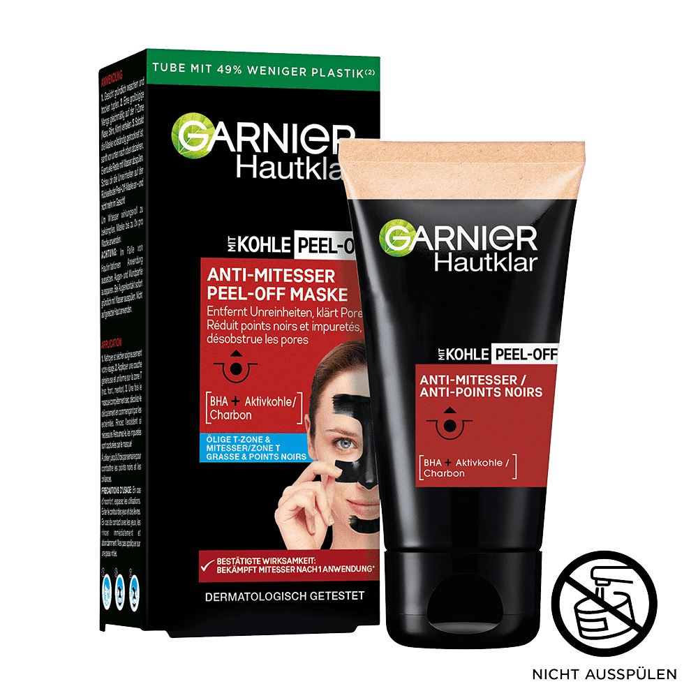 Hautklar Anti-Mitesser Peel-Off Maske Produktbild und Verpackung